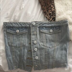 Blue Denim top with Contrast Stitching